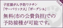 公費負担(無料)で子宮頚がん等のワクチン予防接種が受けられます。